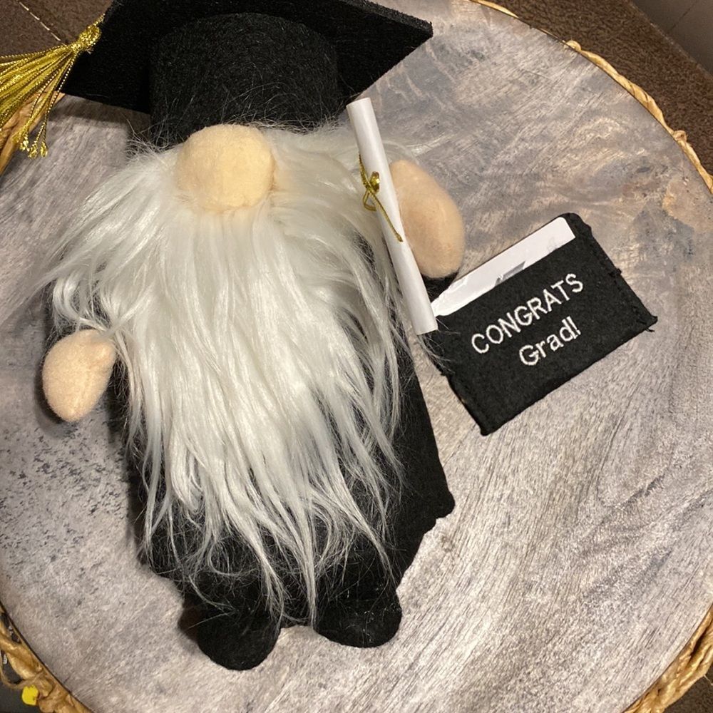 Graduation gnome doll w/ diploma cap stands 9” tall grad gift NWT party favors